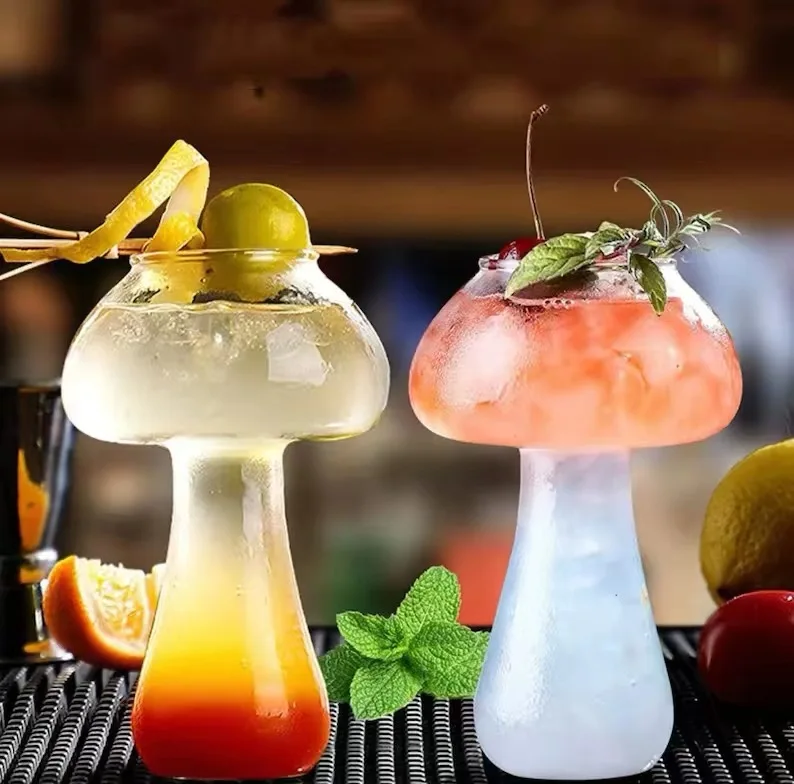 Ins Creative Restaurant Mushroom Cup, Popular Glass Cup, High Temperature Resistant Coffee Cup, Cute Juice Cup, Personalized Drink Cup, 250ml, 2Pcs