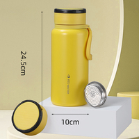 1500ml Large Capacity Stainless Steel Vacuum Flask with Tea Leaf Filter Leak-Proof Thermos Cup for Outdoor Travel Handle Strap