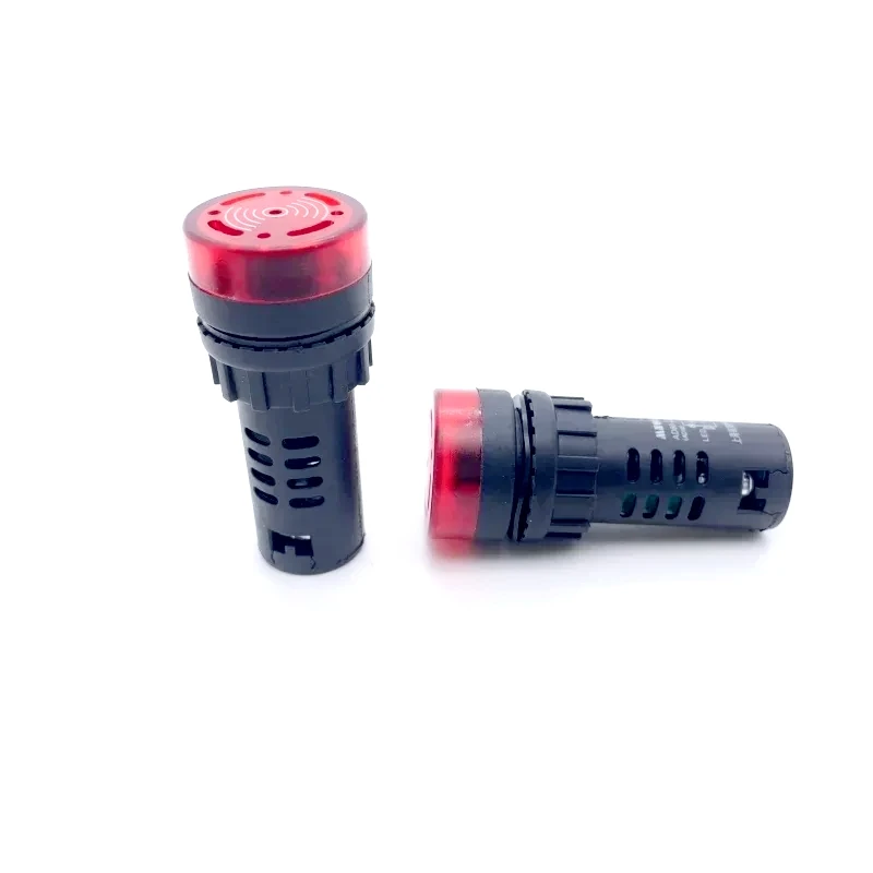 1/5/10 Pcs 22mm AD16-22SM 12V 24V 110V 220V 380V Flash Signal Light Red LED Active Buzzer Beep Alarm Indicator Lamp