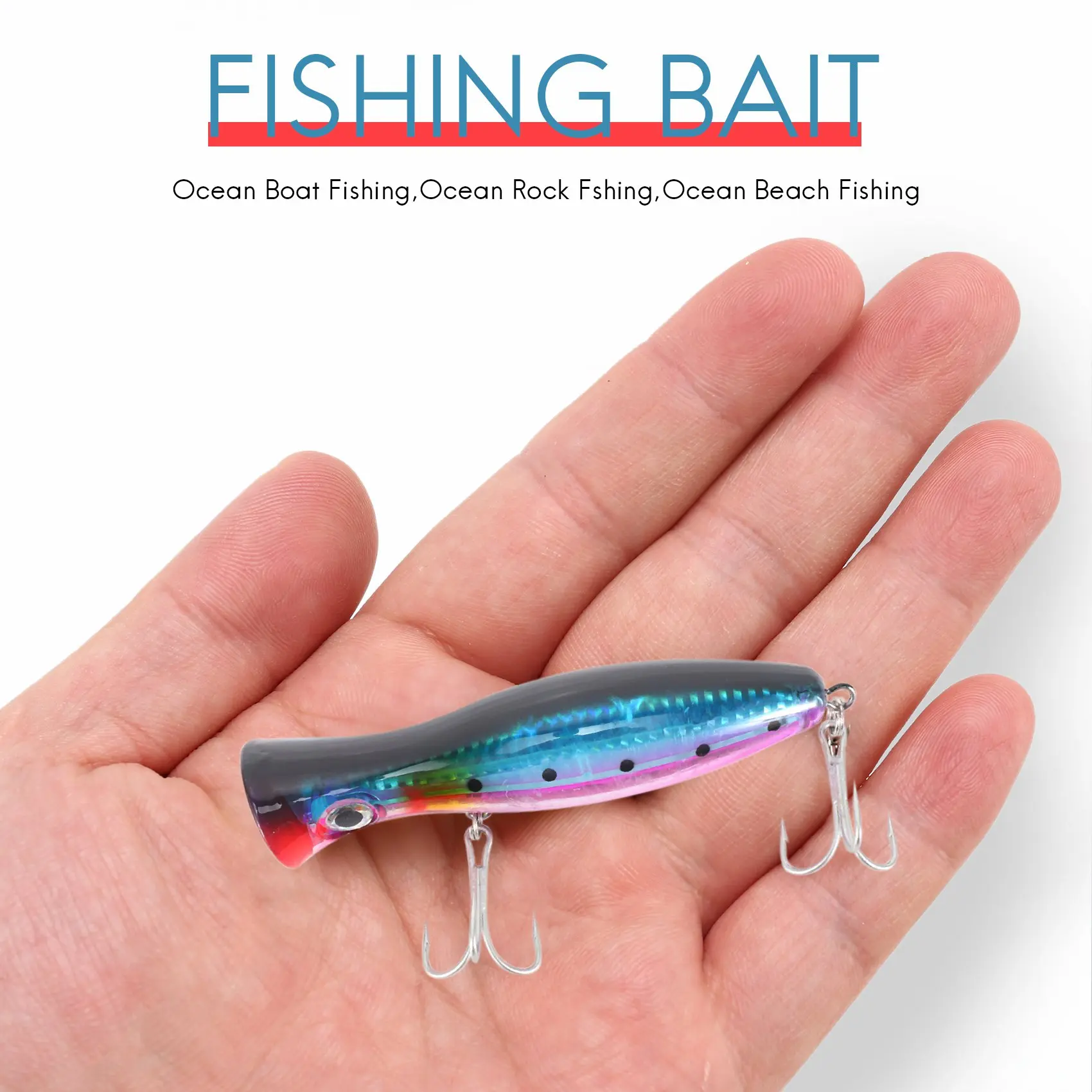 A18E-1Pcs بوبر الصيد ثلاثية الأبعاد Augen مع خطاف ثلاثي 12 سنتيمتر 42 جرام توبواتر الصلب إغراء لينة البلاستيك Isca الاصطناعي الصيد إغراء معالجة