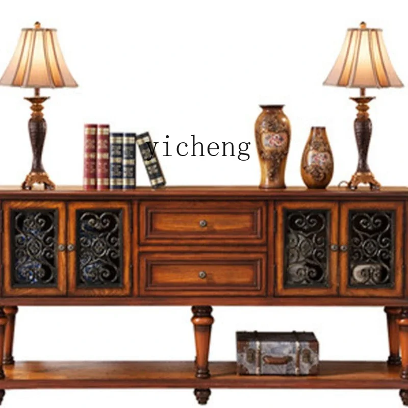 HSN rural dining side cabinet end view TV porch counter cabinet living room retro table