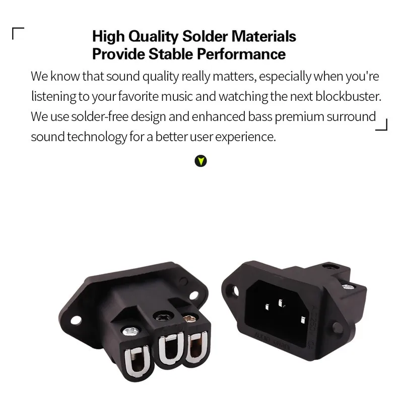 3-poliger AC-Stromanschluss, Audio-Stecker, IEC-Einlassbuchse, Unterhaltungselektronik, DIY, HiFi-Verstärker, elektrische Schnittstelle, Panelmontage – Detail 4
