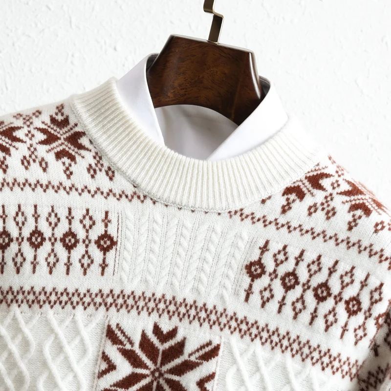 Autumn And Winter 100% Pure Wool Men's Round Neck Long Sleeve Pullover Business Casual Sweater Knit Bottoming Shirt