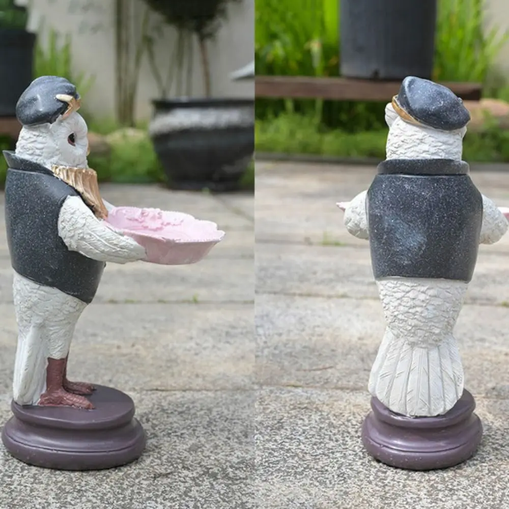 

Resin Owl Storage Tray Creative Vivid Animal Statue Rack Cute Multi-Function Miniature Figurine Sculpture Home