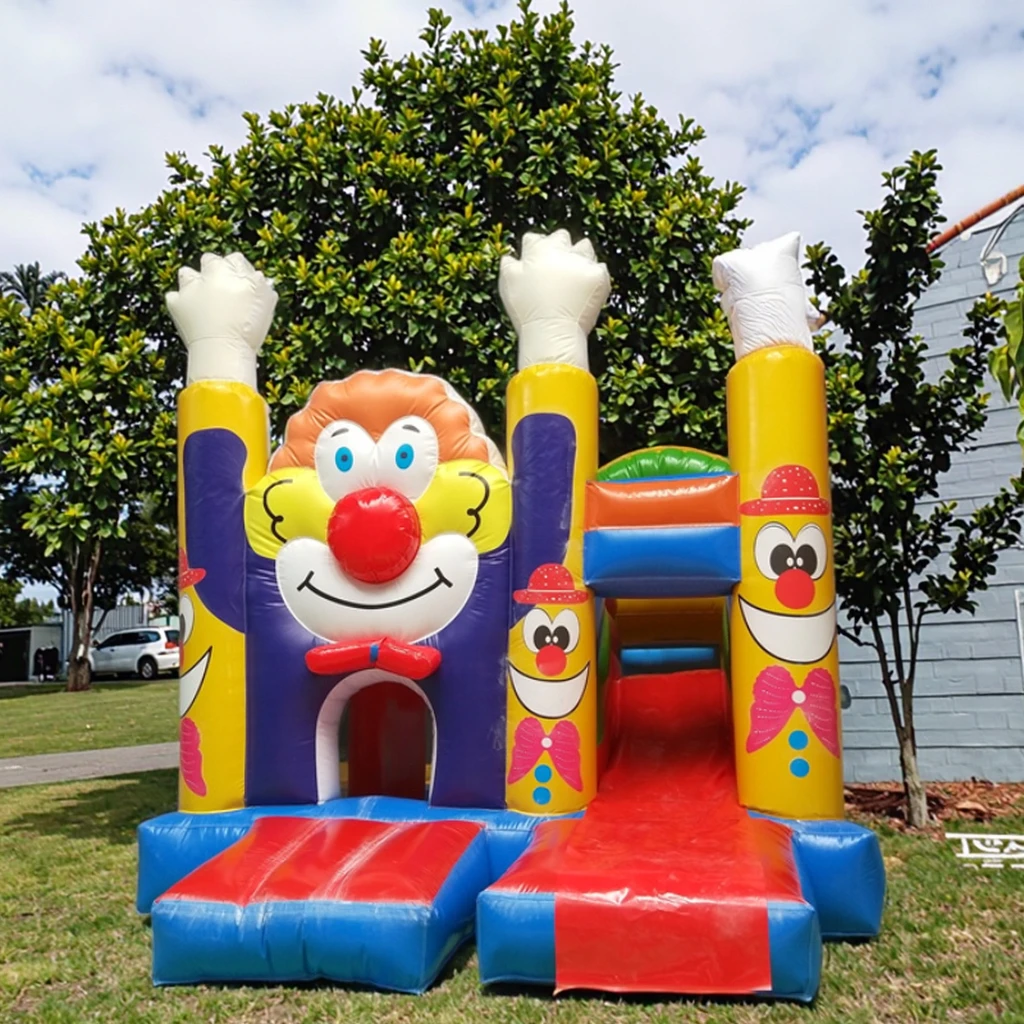 Cartoon Clown Inflatable Bounce Castle with Slide Combo for Kids Home & Commercial Play 500KG Capacity Easy Setup