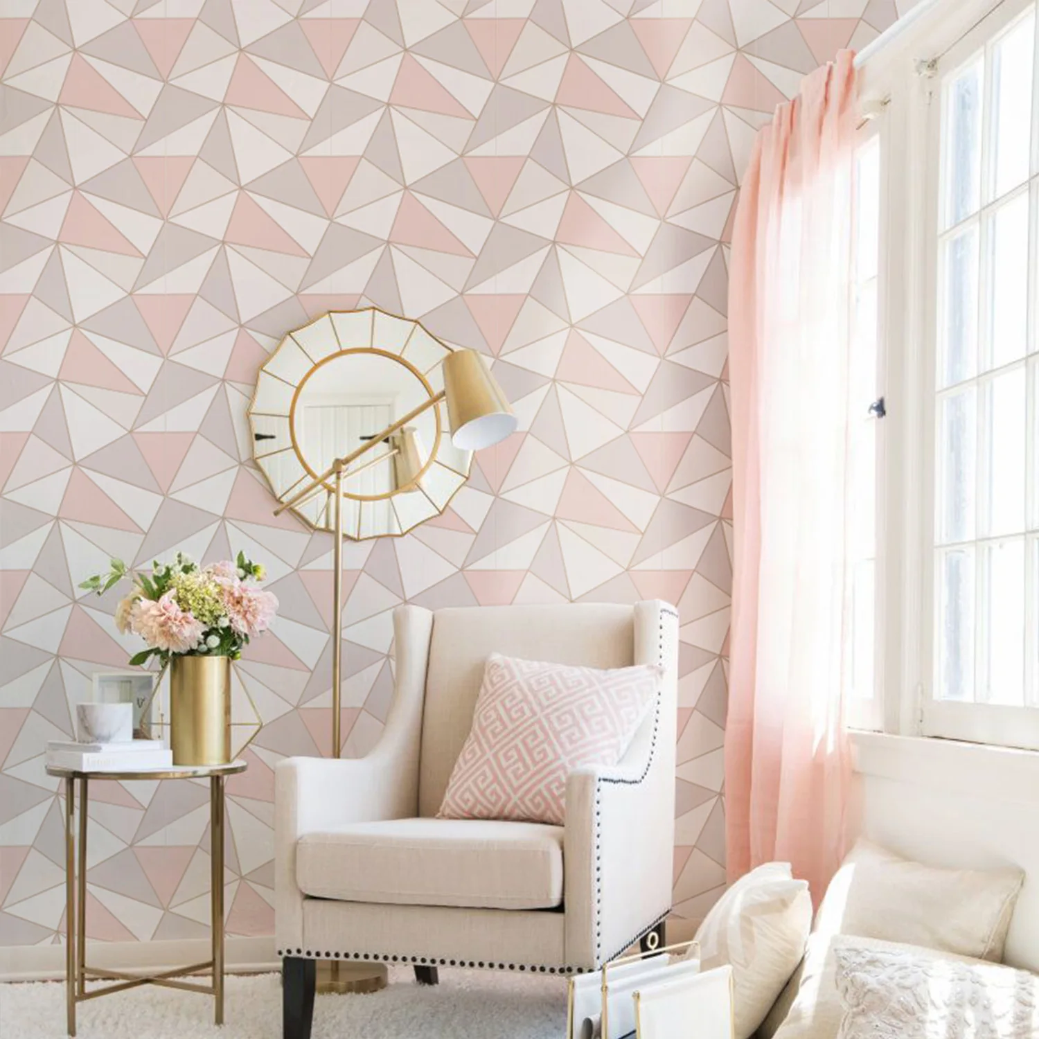 Modern Geometric Peel and Stick Wallpaper Abstract Triangle Self Adhesive Removable Contact Paper for Bedroom Home Decor Cabinet