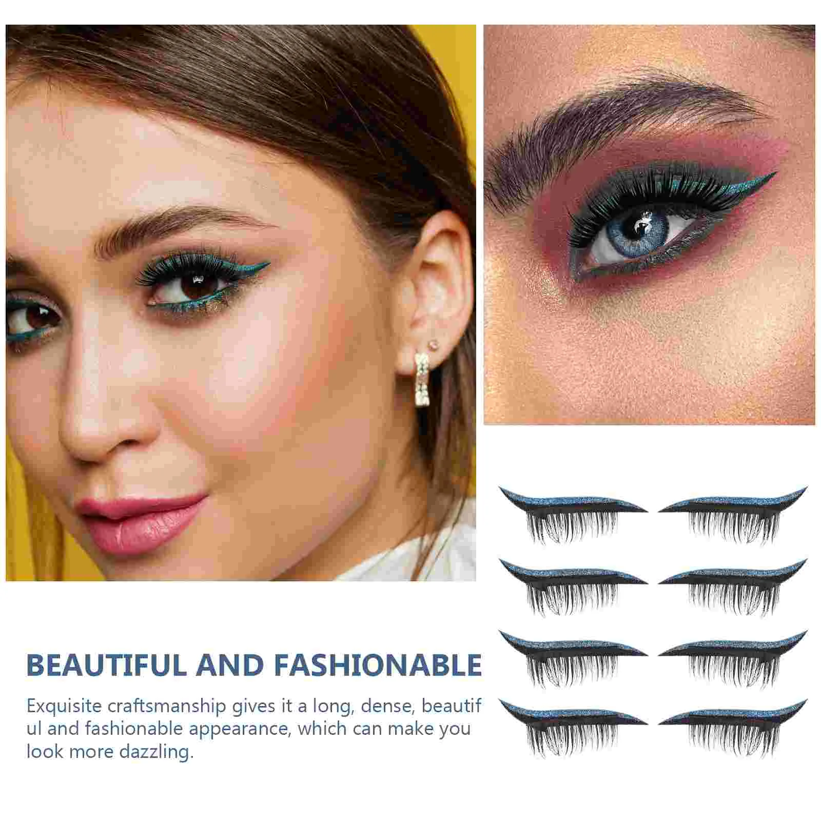 4 Pairs False Eyelashes Makeup Sticker Line Eyeliner Pencils for Women Adhesive Tape Double Side Waterproof Decal Strip