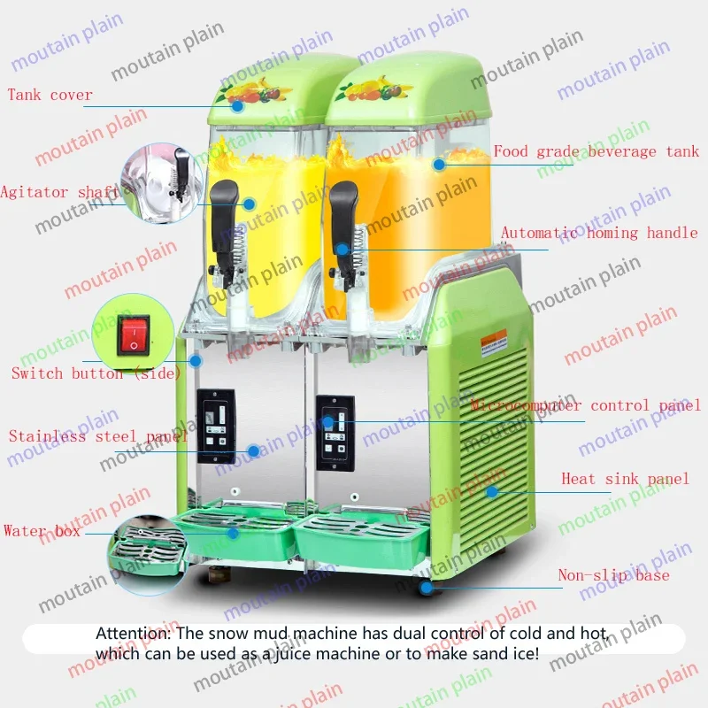 Ice Cream Snow Smoothie Beverage Granita Maker 15L Singel Tank Slush Ice MachineStainless Steel for Business Commercial