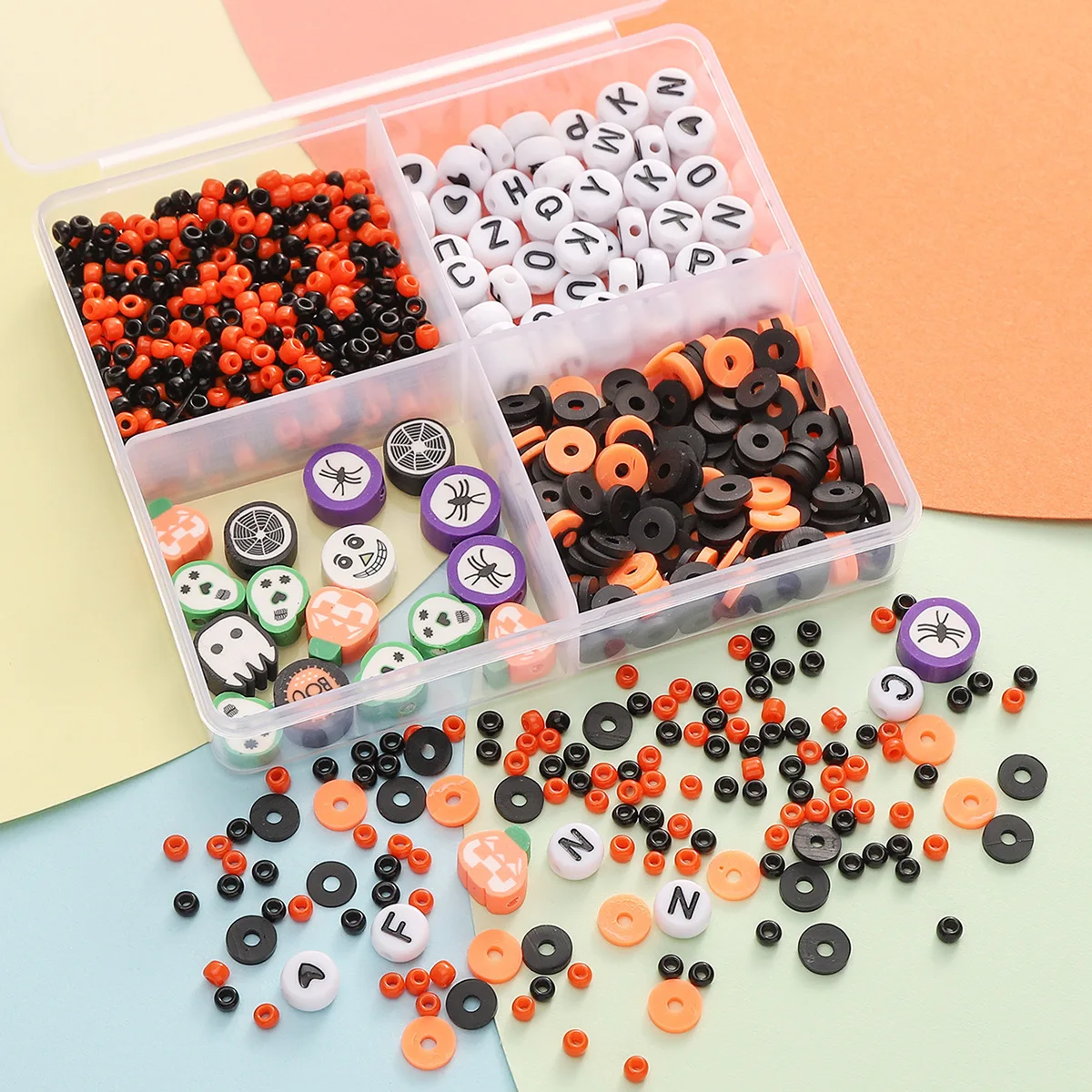 1Box Soft Pottery Flake Acrylic Letter Alphabet Loose Beads Halloween Set DIY Handmade Bracelet Jewelry Making Supplies Crafts