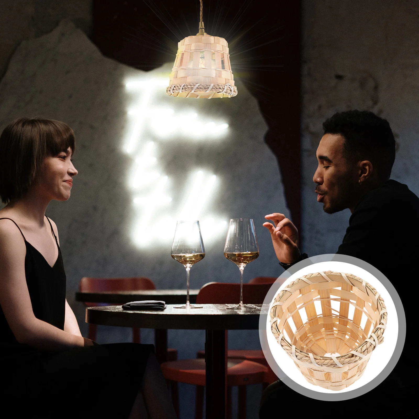 

4pcs Bamboo Woven Lampshade Drum Lamp Shade Indoor Light Cover Chandelier Lampshade Ceiling Lamp Cover home hotel lighting decor