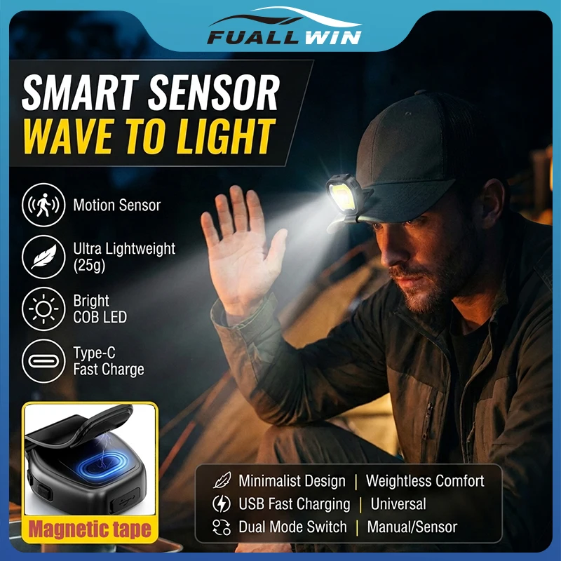 

New Portable LED Motion Sensor Light Multicolor Adjustable Mini Clip Lamp Waterproof USB Rechargeable for Fishing Hiking Work