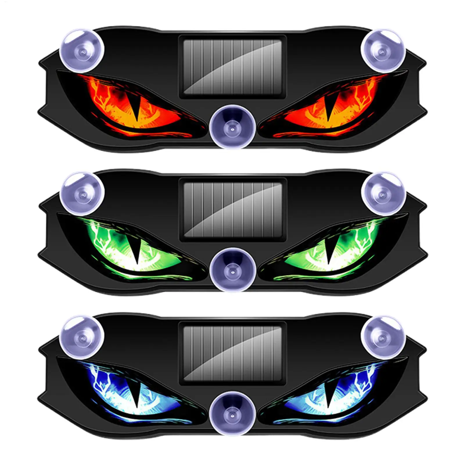 Solar Powered Car Evil Eye Warning Light Sensor LED Dynamic Atmosphere Lamp Auto Rear Window Decor Strobe Brake Safety Light