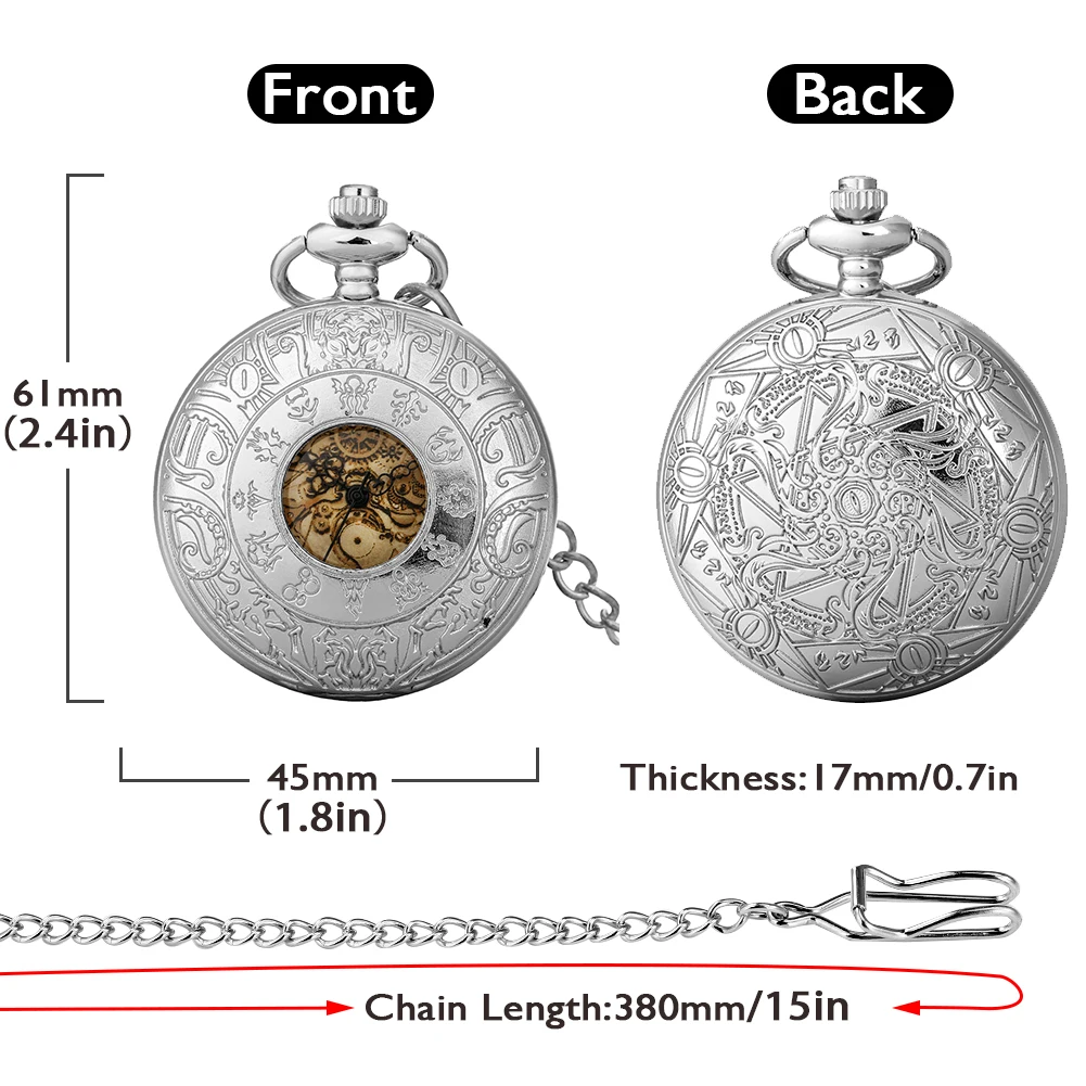 Engrenagem Oco Esqueleto Roda Assista, Engrenagem Esculpida, 12 Constelações, Dial Design, Relógio De Bolso De Prata, Colar De Quartzo, Relógio De Corrente