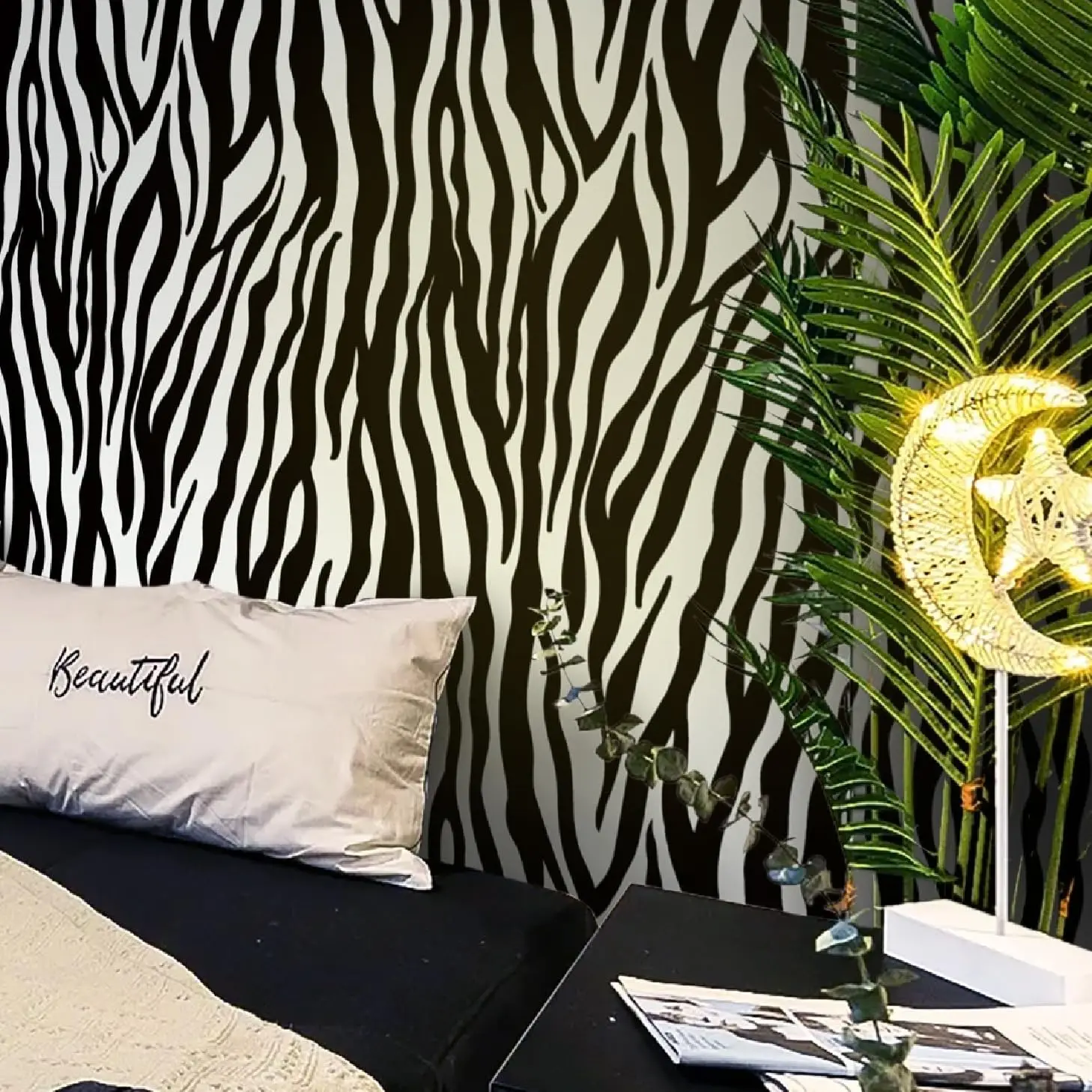 

Zebra Peel and Stick Wallpaper Black and White 393"x16.1 Self-Adhesive Removable Shelf Liner for Bedroom Waterproof Vinyl Roll
