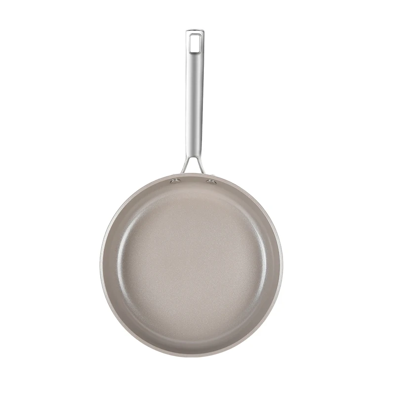 Stainless steel handle white high temperature coated frying pan