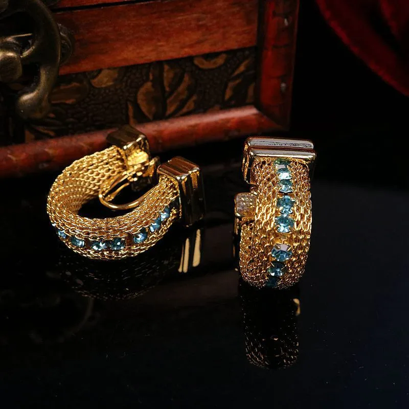 Vintage Exquisite rhinestone mesh chain U-shaped ear clips Women's jewelry court style jewelry accessories