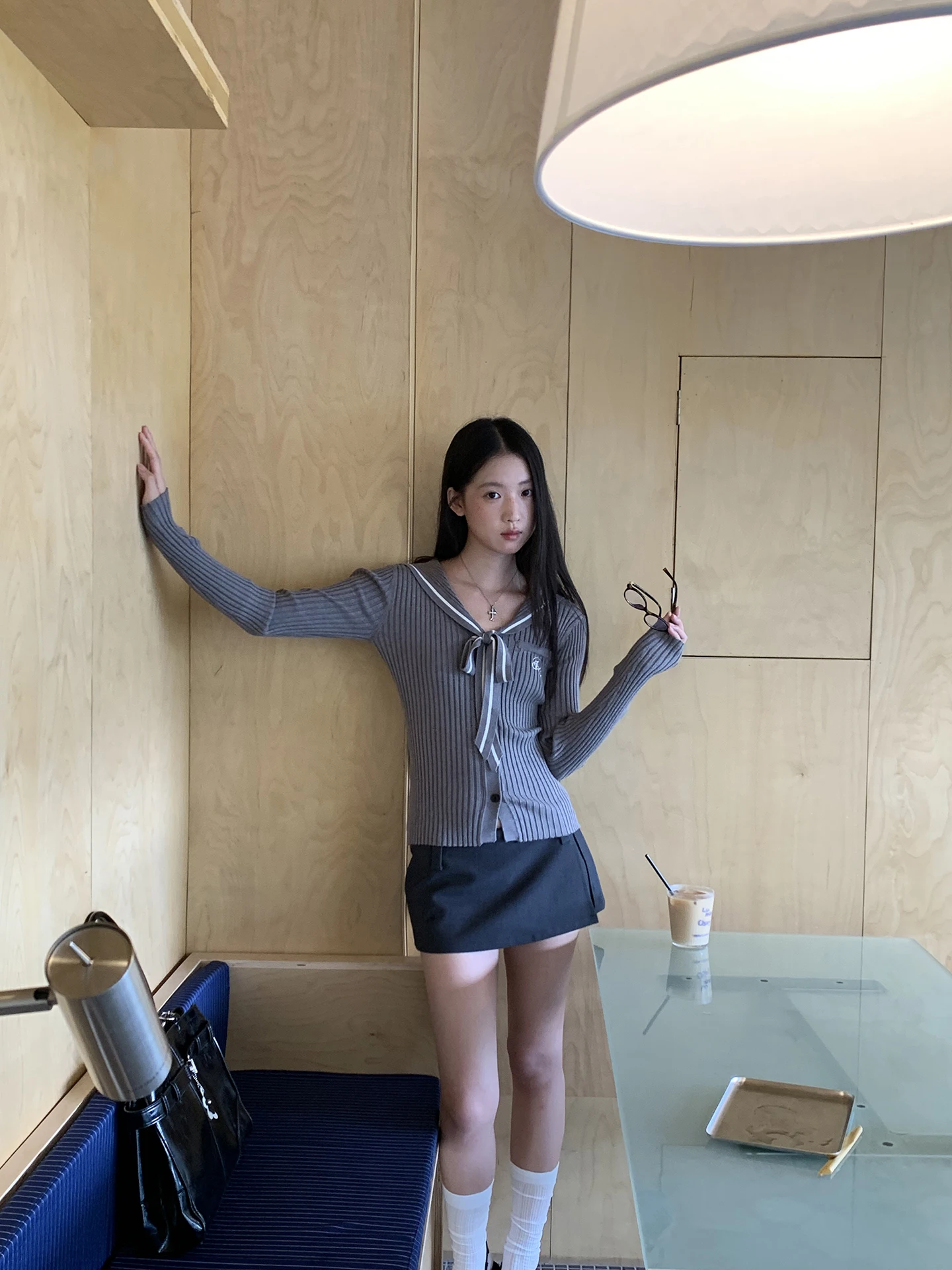 

Slim Fit Navy Collar Knitted Sweater for Women ey 2025 New Early Autumn Faion Commute Sle Polyester Fiber Long Sve Top