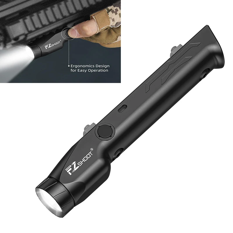 

Тактический фонарик EZshoot 1700 люмен, светодиодный фонарь для M-Rail и Пикатинни, магнитный перезаряжаемый со стробоскопом