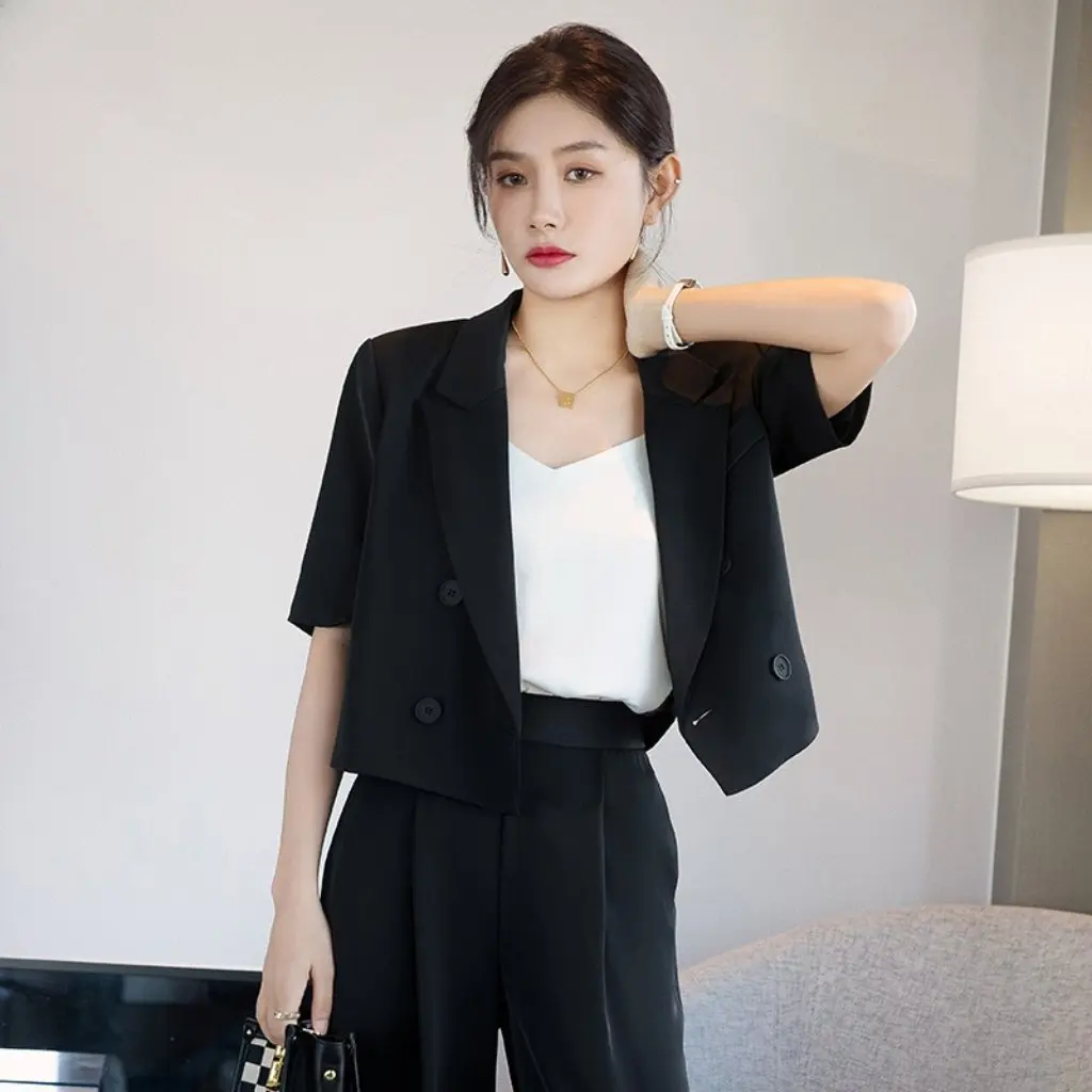 

Women's White Short-Sleeved Suit Jacket All-Match Business Elegant Summer New Fashion Upperwear
