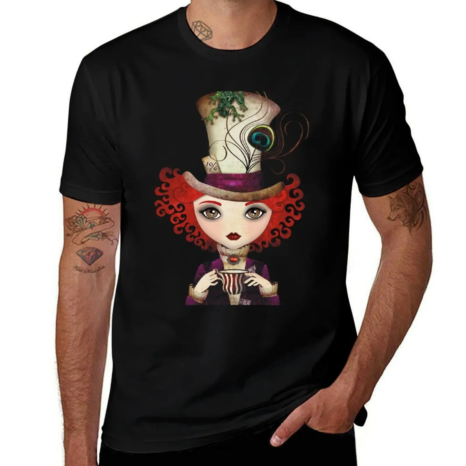 Lady Hatter T-Shirt Fashion Casual Short Sleeve Top