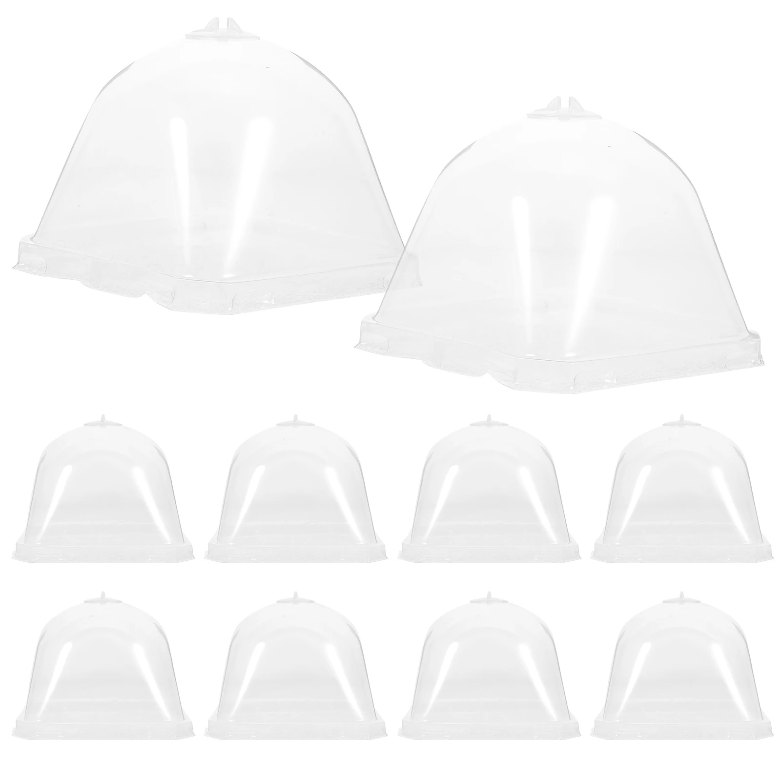 

10pcs Square Flower Pot Seedling Cover 10x10cm Thickened Transparent Plant Nursery Humidity Dome Gardening Tool