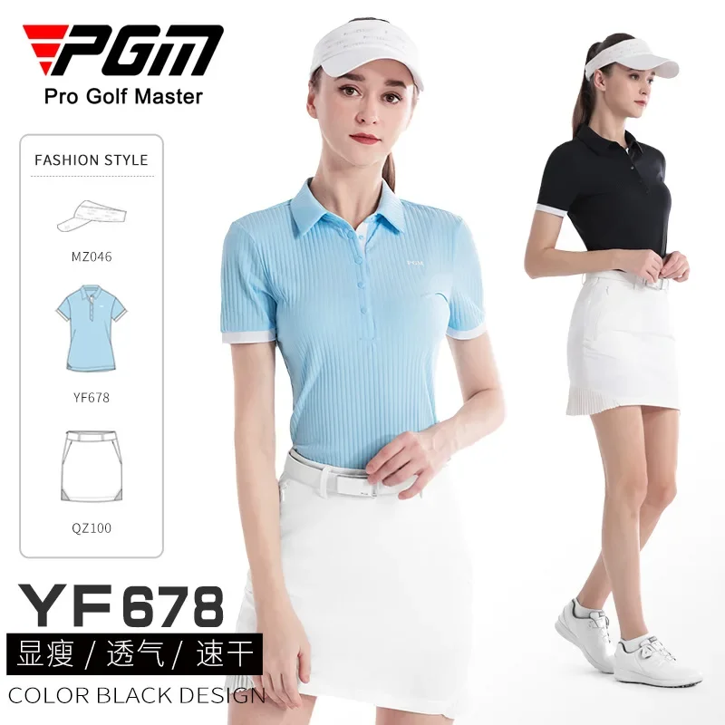 

PGM Golf Women's Short Sleeved Top Sports Spring T-shirt Polo T-shirt V-neck