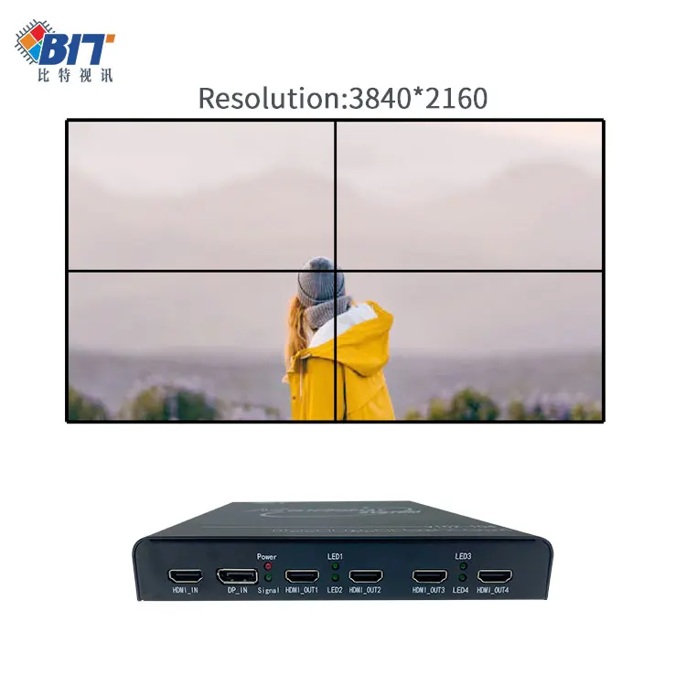 4-Port HDMI Multi-Screen Splitter, 1920x4800 60Hz, Conduction Cooling, for LED Advertising Walls