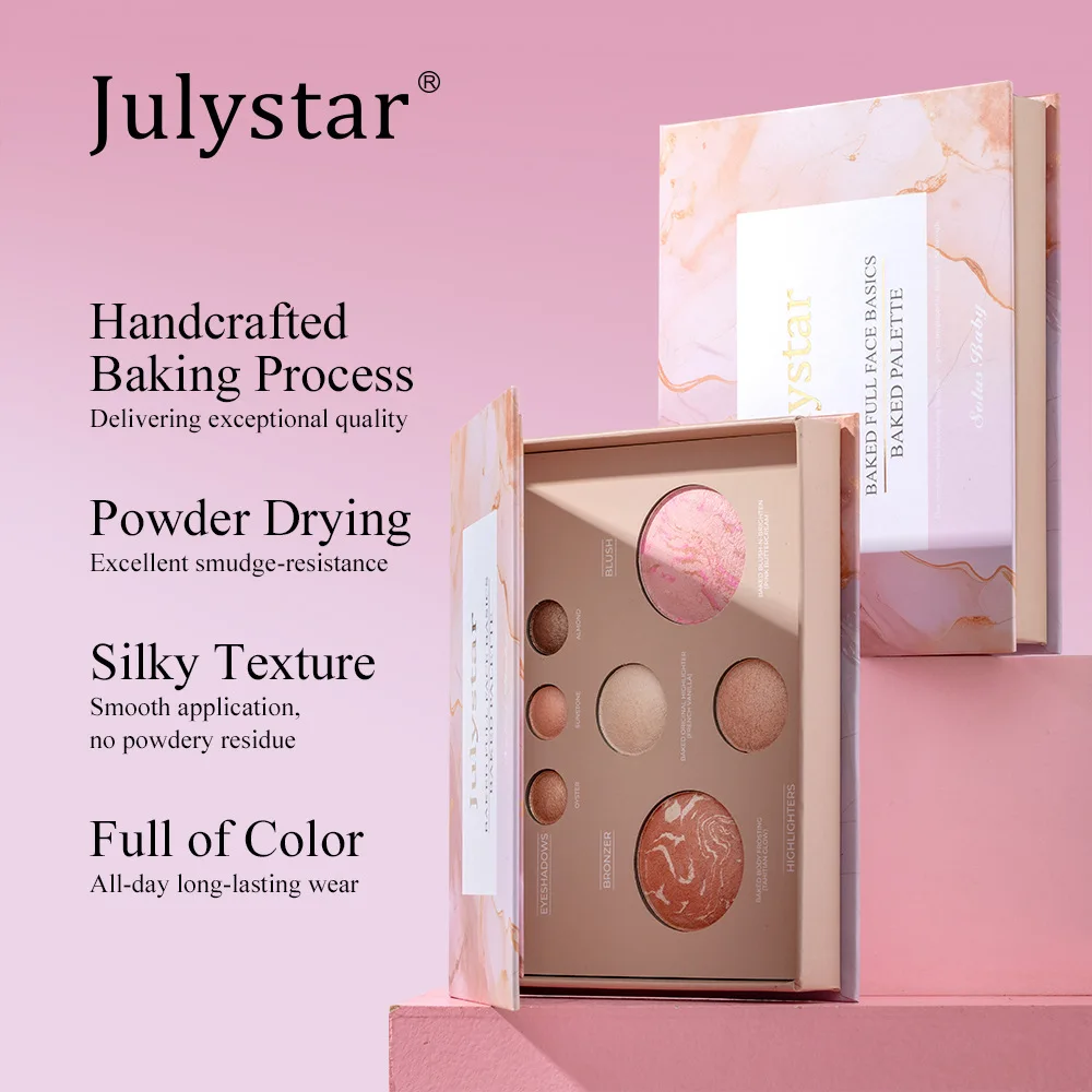 Paleta de maquillaje facial 4 en 1: base, rubor, sombra de ojos y resaltador, acabados mate y brillante, juego de regalo portátil para rostro completo