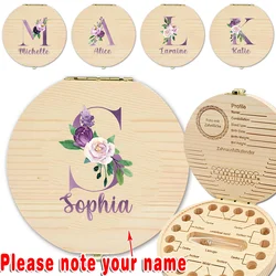 Customized Name Wooden Memory Box For Deciduous Teeth Lanugo Umbilical Cord Holder DIY Milk Teeth Organizer With Bottle Tweezer