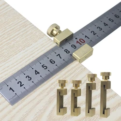 Adjustable Steel Ruler Positioning Block Angle Marking Gauge Brass Line Scriber Ruler Fixed Position Carpentry Measuring Tool