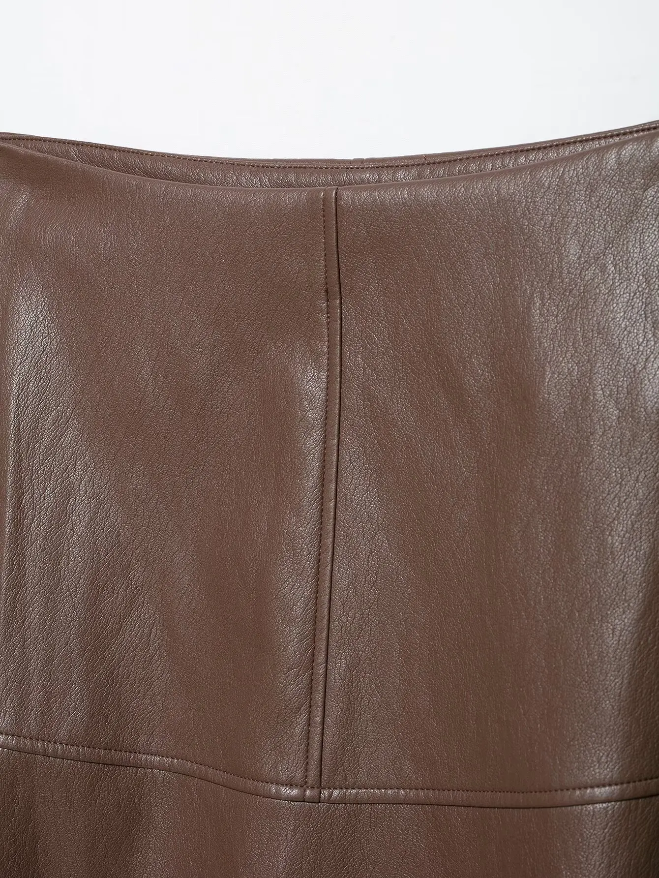 TFMLN Damen Midirock mit hoher Taille, A-Linie, aus PU-Leder, langer Rock, elegant, modisch, einfarbig, für das Büro, Damenrock, Herbstneuheit – Detail 4