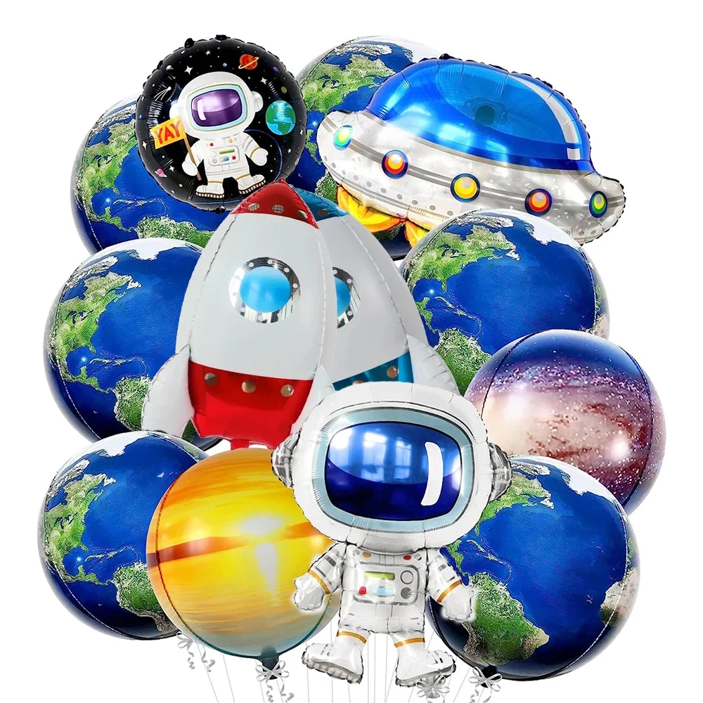 Solar System Outer Space Birthday 22in Planets Stand Astronaut Rocket Earth Balloons for Kids Starry Galaxy Party Decor Supplies