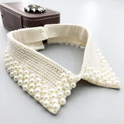 Elegant Vintage Pearl Embellished Handcrafted Collar for Women High-Quality Polyester Fiber Pearl Sewing Woven Necktie Style