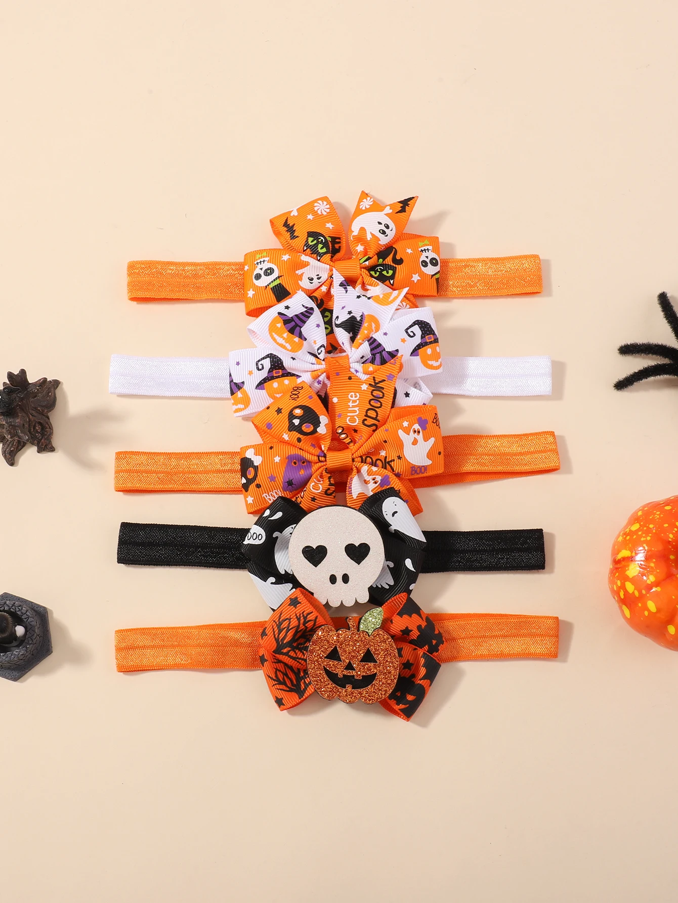 

5Pcs/set New Halloween Hair Bows Headband for Baby Toddler Ribbon Headwear Pumpkin Party Dress Up Accessories Gifts