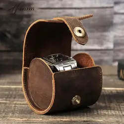 Vintage Echtem Leder Uhr Rolle Box Schmuck Fall für Männer Uhr Lagerung Organizer Chic Display Geschenk box Mit Kissen Kissen