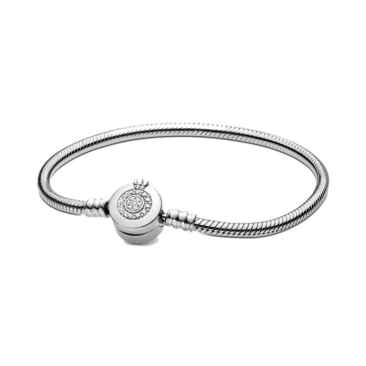 100% S925 Sterling Silver Crown Snake Bone Bracelet, Suitable for Pandora Bracelet, Women's Birthday Jewelry Gift