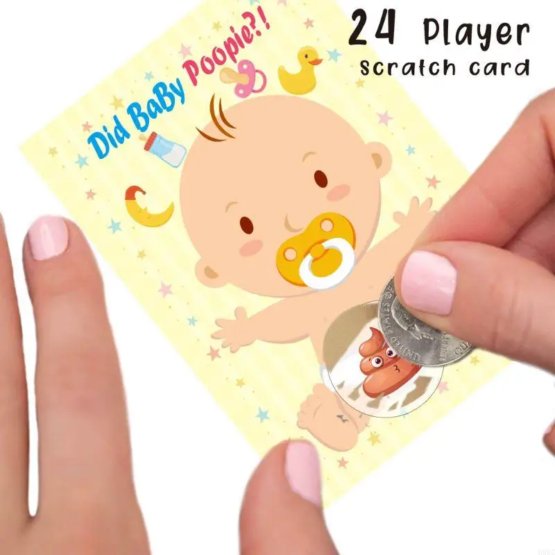 H9EC Baby Shower Raffle Card Game for Boy Baby Poopie Fart Scratch off