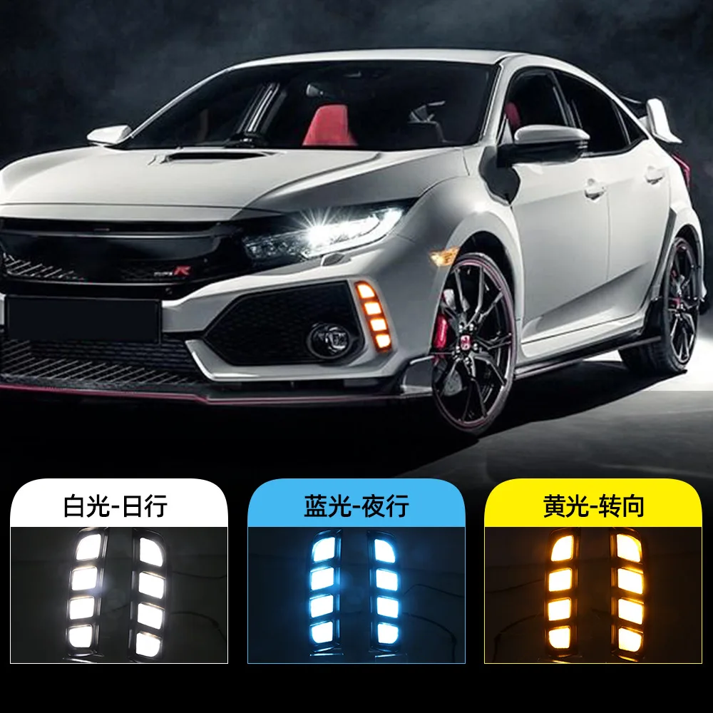 

For Honda's 10th generation Civic TR bumper daytime running lights 17-19 LED turn signals Typer bumper fog lights