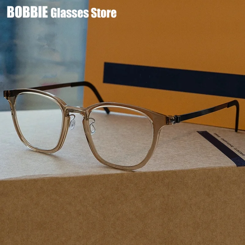 Fashion Acetate Glasses Frame Square Men Women Screwless Handmade Eyeglasses Spectacles Eyewear 1047 Denmark Brand Designer 2024