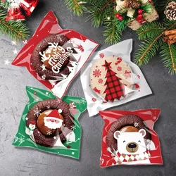 100pcs Christmas Cookie Candy Bags Self Adhesive Gift Packaging Biscuit Snack Bag New Year 2025 Noel Navidad Xmas Party Decor