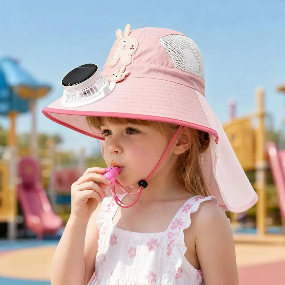 Baby Sun Hat with Fan Toddler Sun Protection Hat Kids Sun Cap with Built-in Solar Fan Wide Brim Protection Hat Breathable Mesh