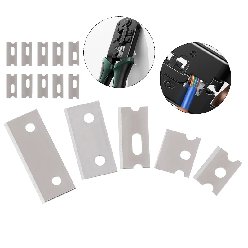 10Pcs/set Metal Network Clamp Blade Ethernet Cable Plier Replace Blade Network Power Crimper Accessories