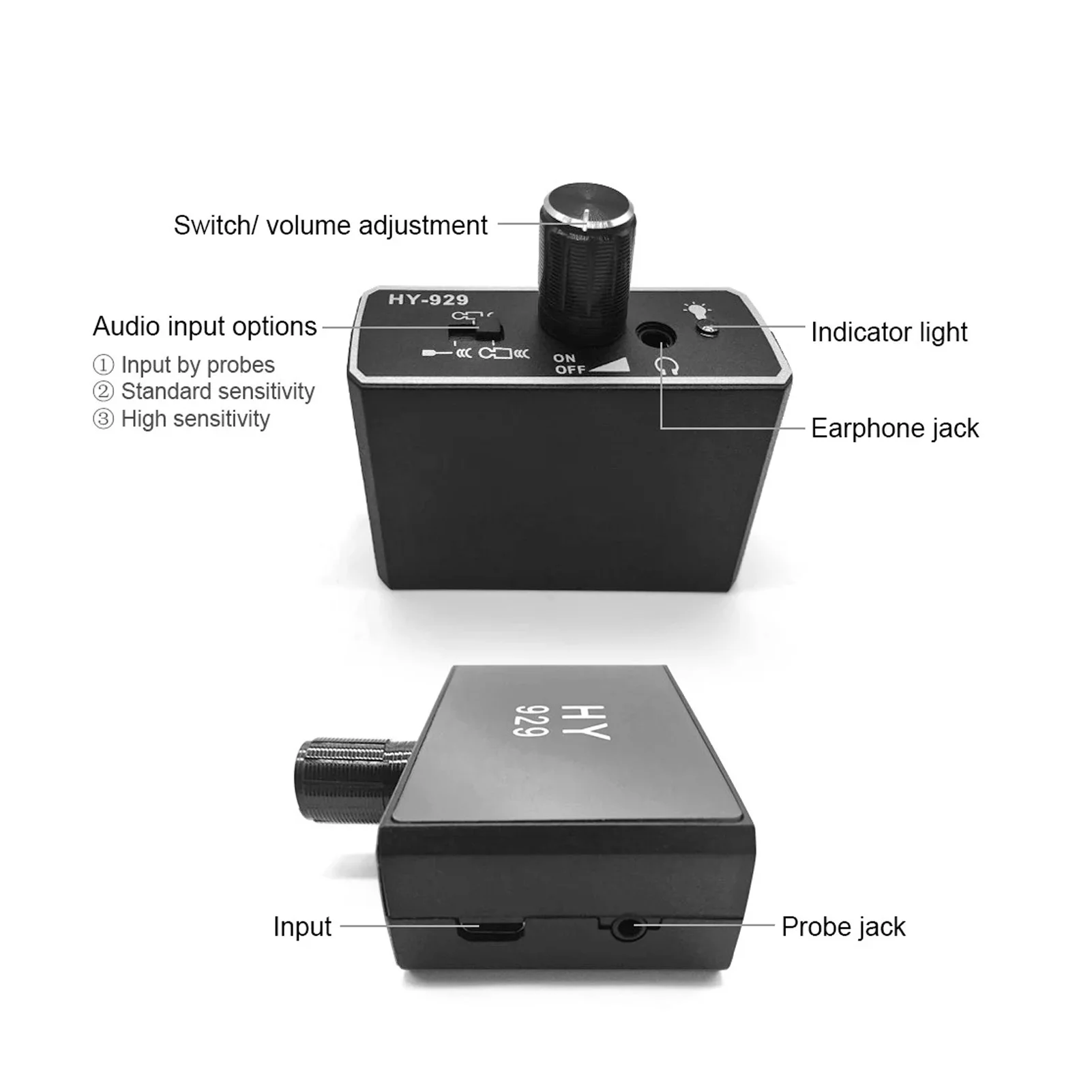 Amplificatore audio per perdite d'acqua Rilevatore di perdite di tubi dell'acqua semplice ad alta sensibilità Alta precisione per la manutenzione dell'auto