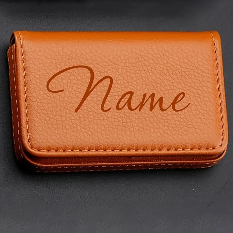 Personalized Name PU Leather Business Card Holder with Magnetic Closure Men's Custom PU Leather Wallet for Father's Day Gift