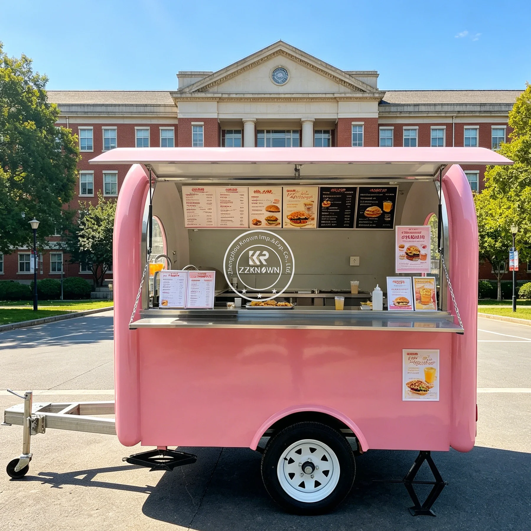 

Concession Pizza Food Trailer Ice Cream Dessert Catering Trailer Street Mobile Snack Fast Food Truck with Serving Window