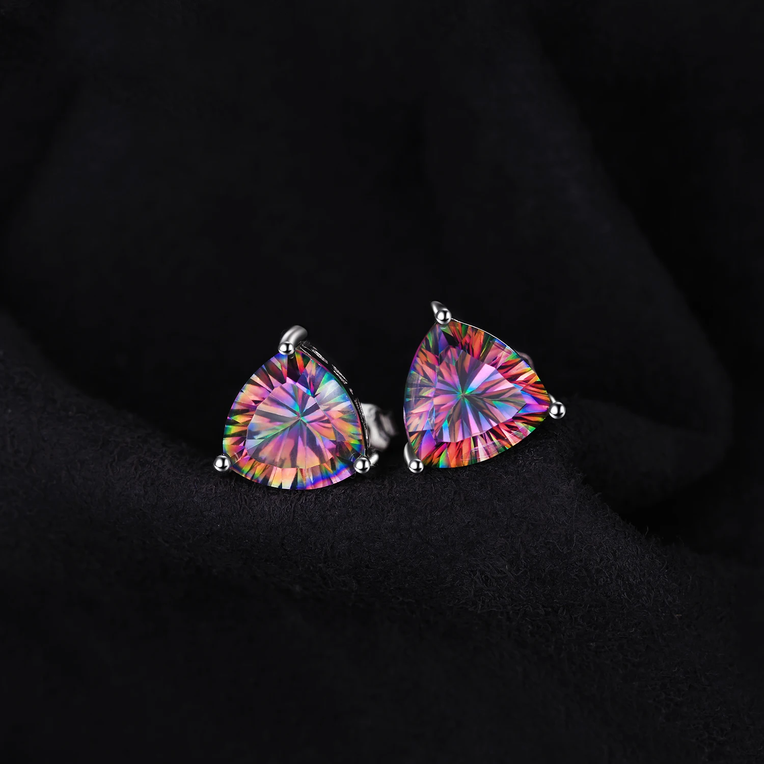 JewelryPalace 6.3ct Rainbow Mystic Quartz 925 Sterling Silver Stud Earrings for Women Fashion Trendy Jewelry Gift New Arrival