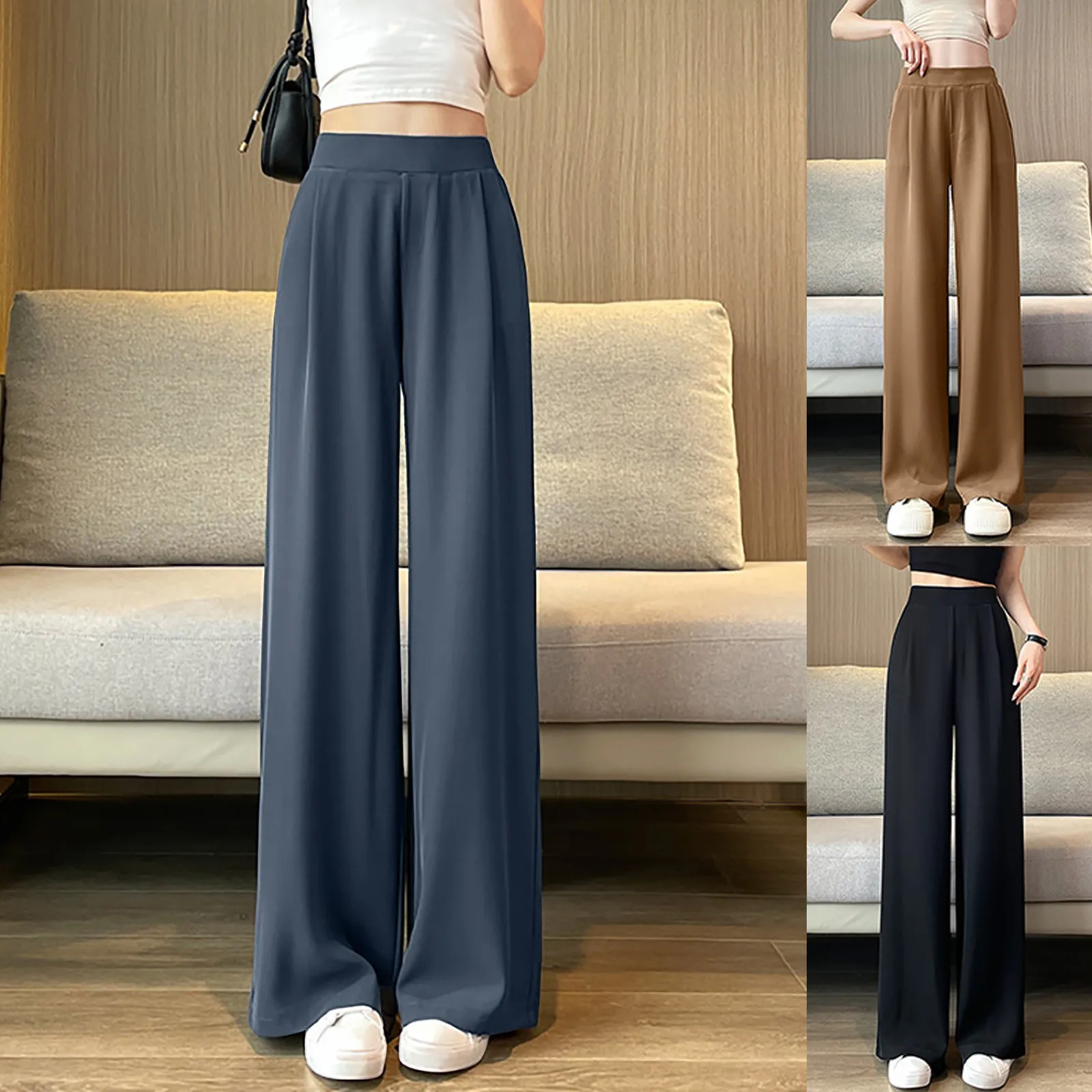 Korean Solid Simple Women Pants High Waist 2024 Spring Summer All-match Pants for Women New Niche Design Long Trousers