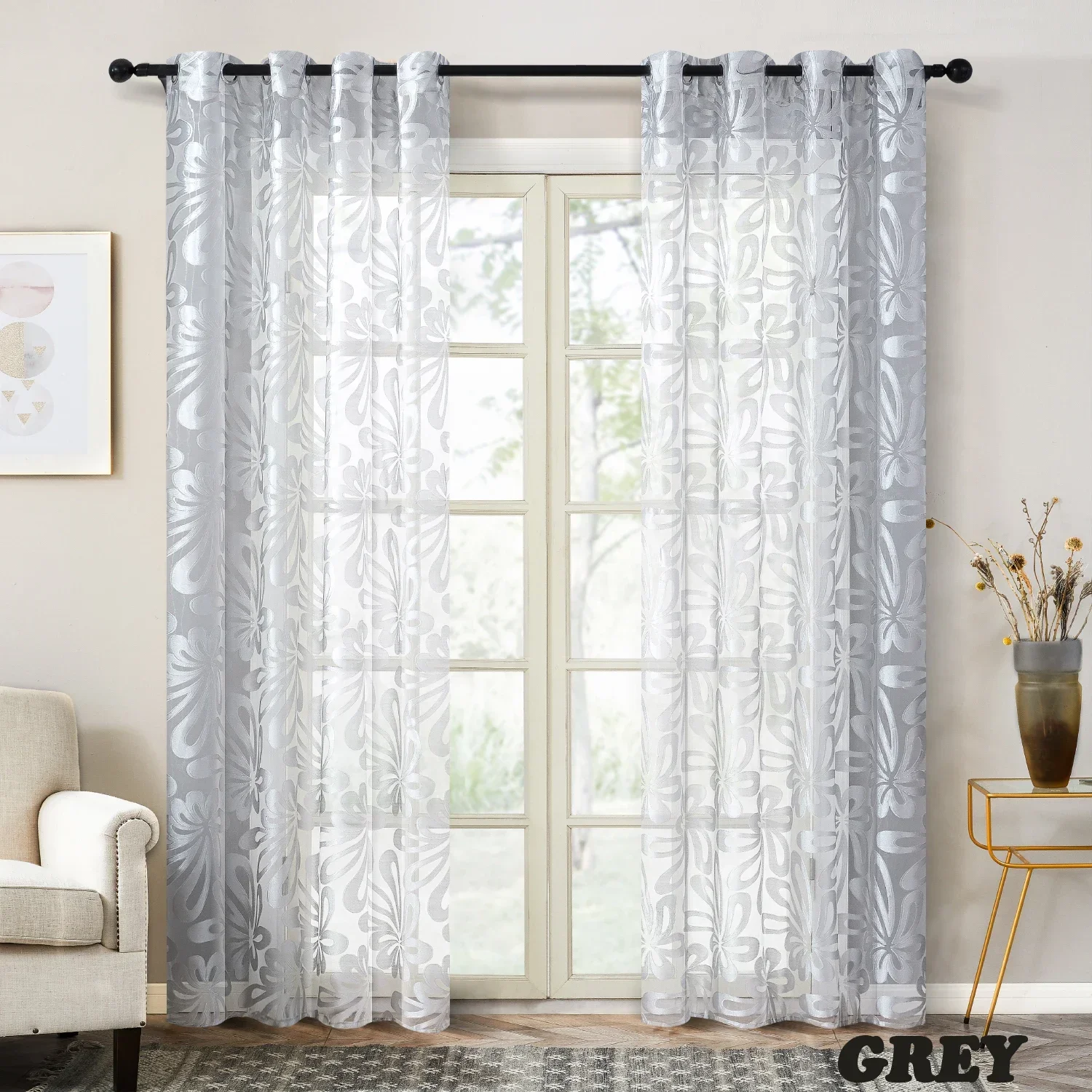 

High Quality Sheer Curtains Geometric Jacquard Tulle Window Curtains for Living Room Bedroom Bay Window Tulle Luxary Yarn Decor