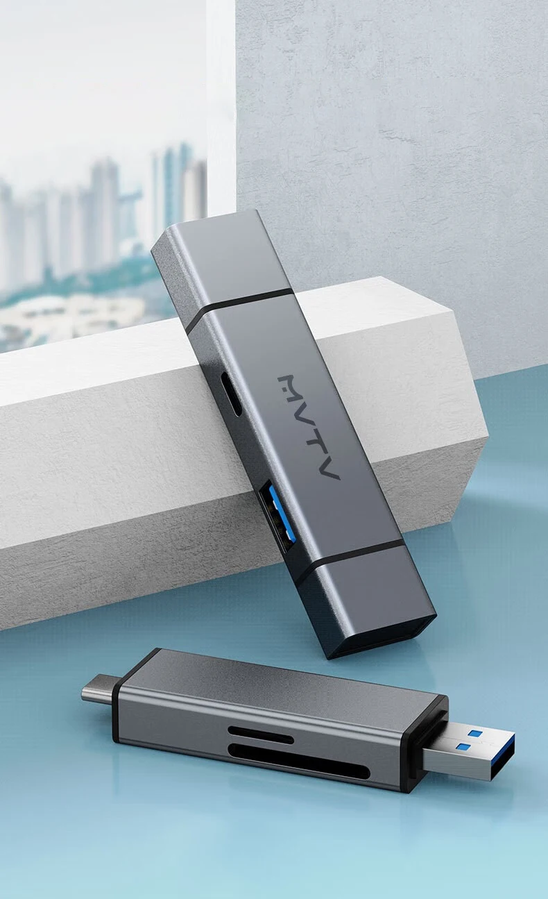 4-in-1 Kartenleser USB & USB-C zu SD MicroSD TF Thunderbolt 3 für PC Laptop Zubehör Smart Speicherkartenleser SD-Kartenadapter – Detail 1
