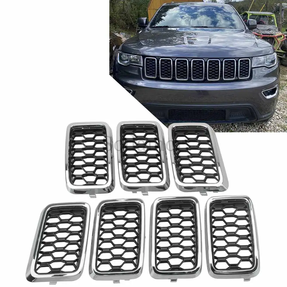 

Black/Glossy Car ABS Front Mesh Racing Grills for Jeep Grand Cherokee 2017-2021 Front Insert Honeycomb Grille Decoration Cover